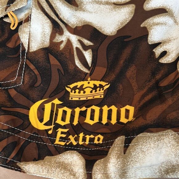 Mens Corona brown “Hawaiian” flowered shorts based on waist sz is S/M GUC - Picture 3 of 12